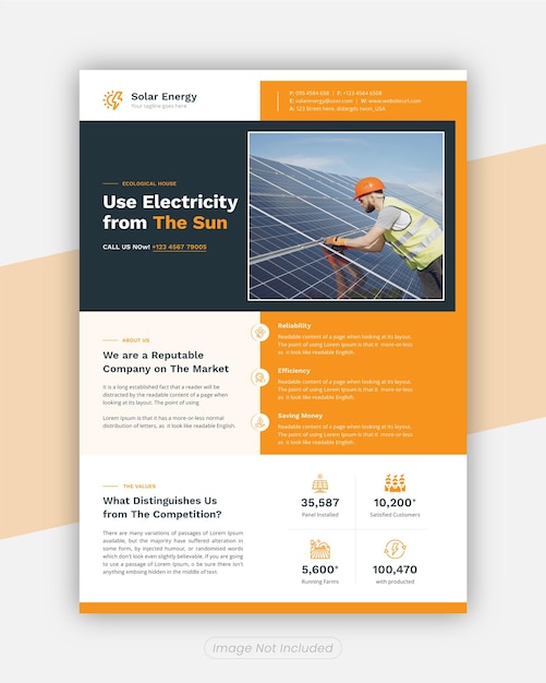 Solar Power Panel Product Flyer template design