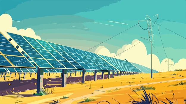 Solar Power Station Vector Illustration