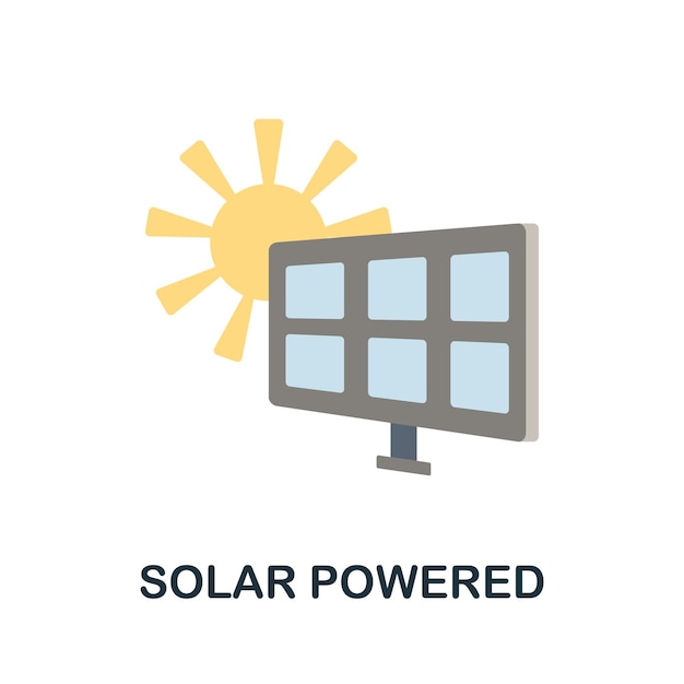 Solar Powered flat icon Colored sign from robotics engineering collection Creative Solar Powered icon illustration for web design infographics and more