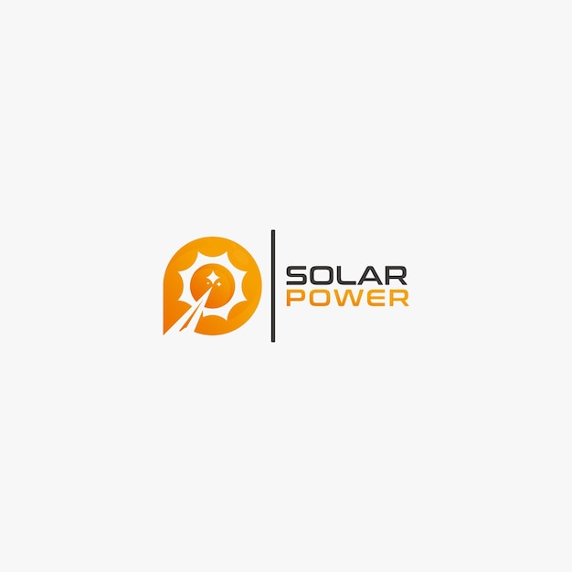 Solar sun logo concept with letter p and power illustration