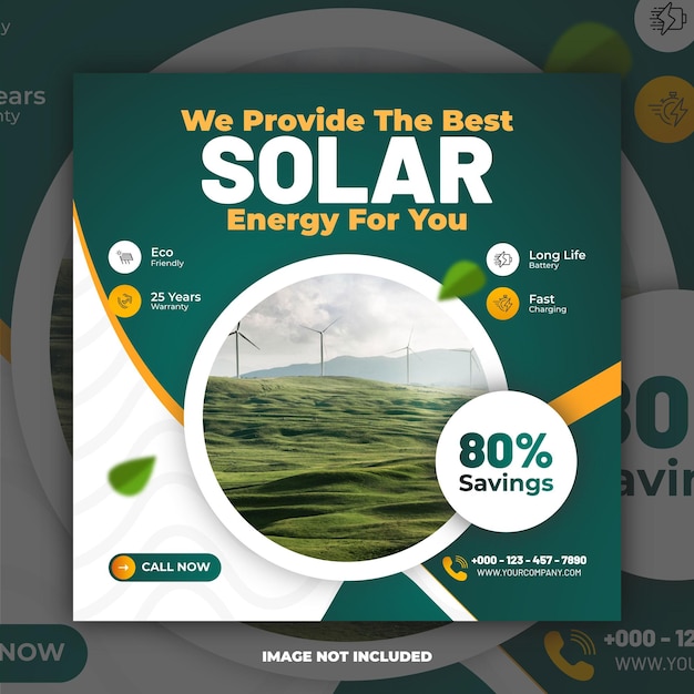 Solar sustainable energy service provider social media banner template design