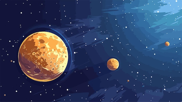 Vector solar system planet colorful icon with moon