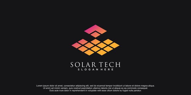 Solar tech logo template with creative concept premium vector