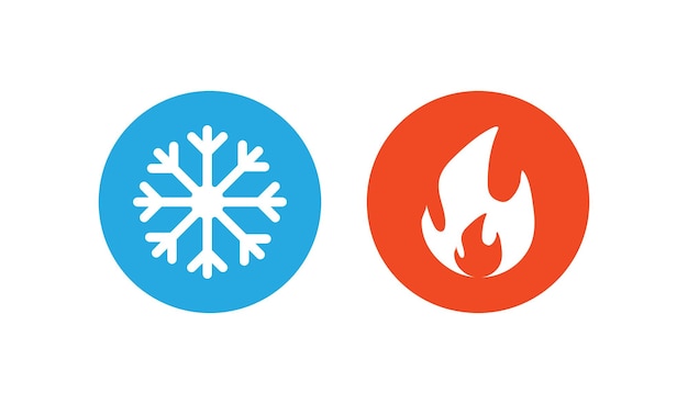 Sold and hot icon Snowflake and fire illustration symbol Sign climat control button vector