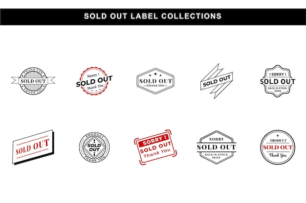 Vector sold out emblem logo stamp label product out of stock graphic design of thank you letters for customers