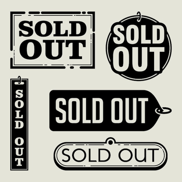 Sold out stamp label logo set