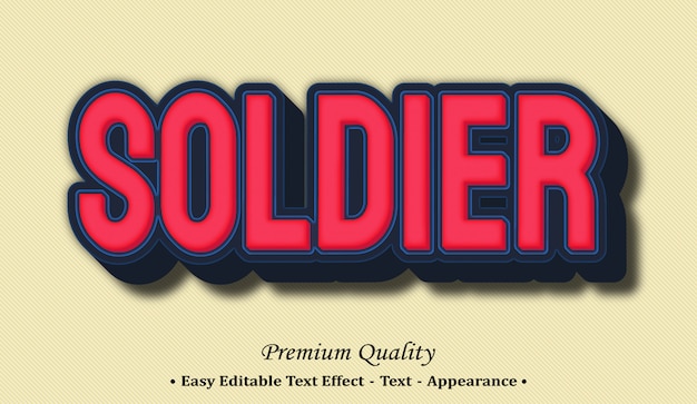 Soldier 3d editable text style effect