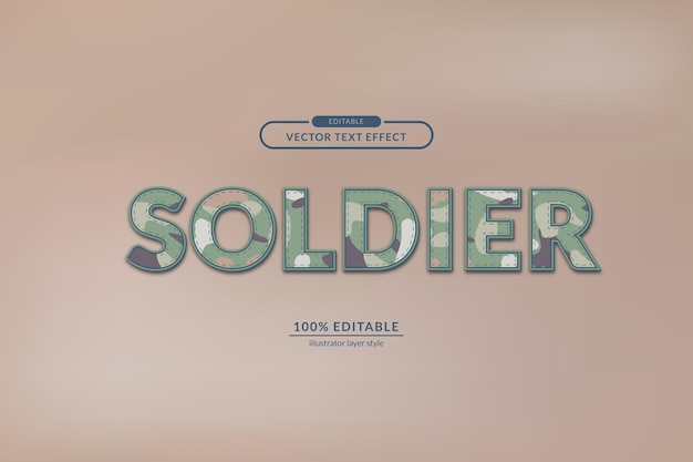 Soldier army pattern war military embroidery force editable text effect eps vector file