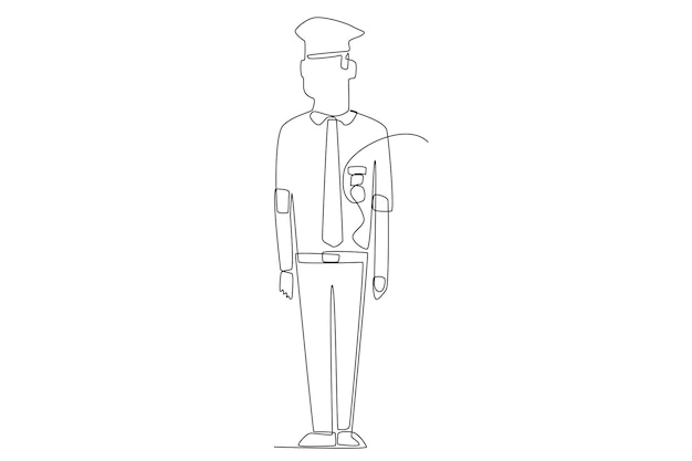 A soldier in an attention position as veterans day line art