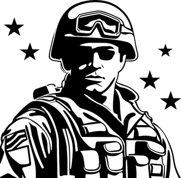 Soldier in Black and White