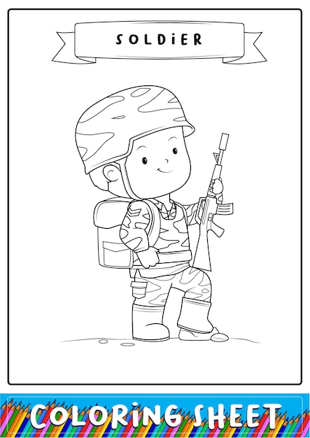 Soldier cartoon coloring sheet