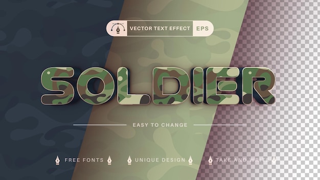 Soldier Editable Text Effect, Font Style