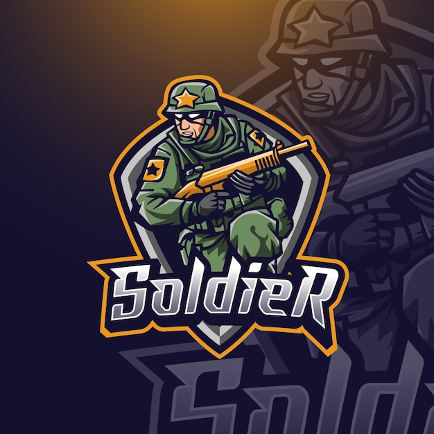 Soldier esports gaming logo template