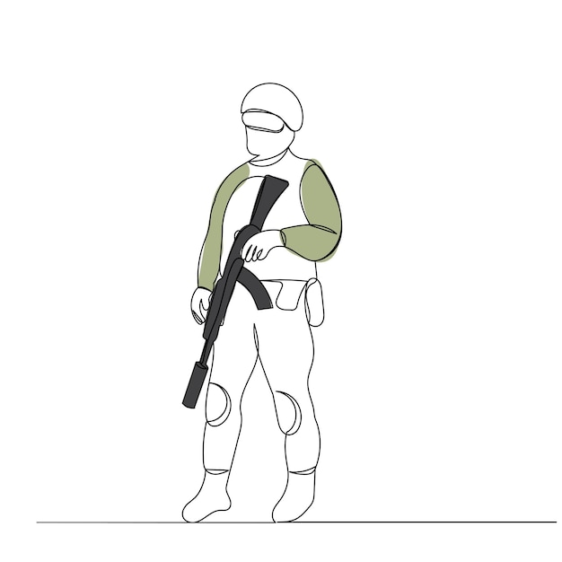 soldier military line drawing sketch vector