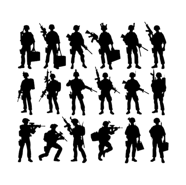 Vector soldier silhouette vector illustration