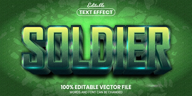 Soldier text, font style editable text effect