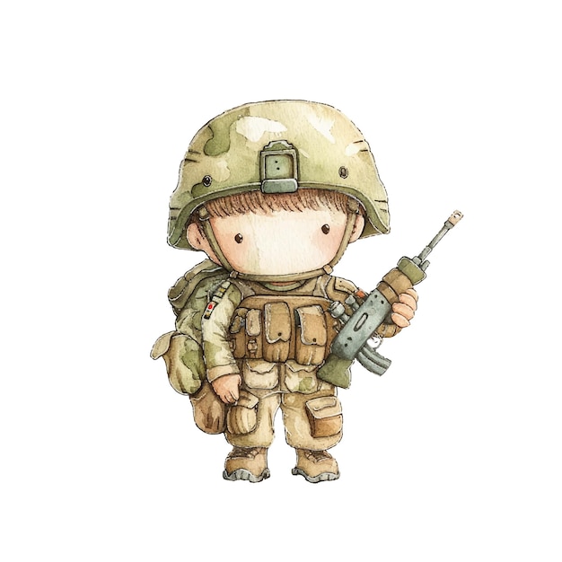 soldier vector illustration in watercolor style