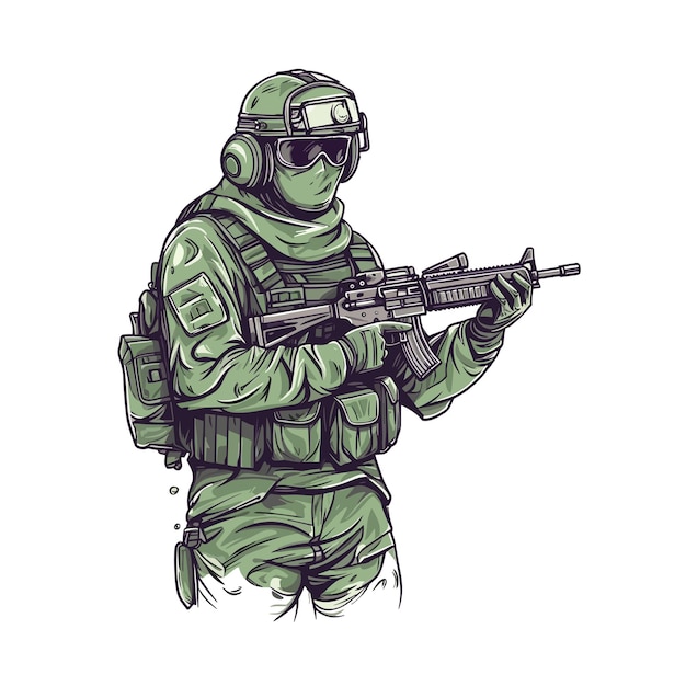 A soldier with gun vector illustraion