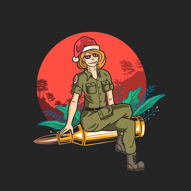 Soldier With Santa Hat Celebrate Christmas Eve