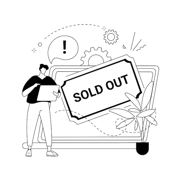 Soldout event abstract concept vector illustration We are soldout no tickets available full venue overbooking premiere event festival big success popular show tour gig abstract metaphor