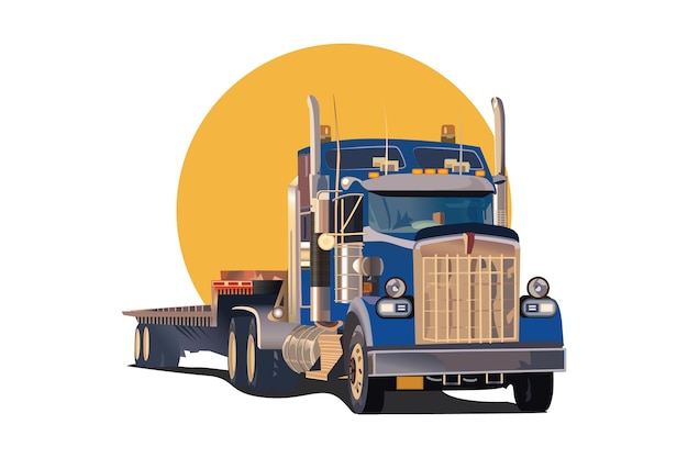 Solid color truck illustration white background