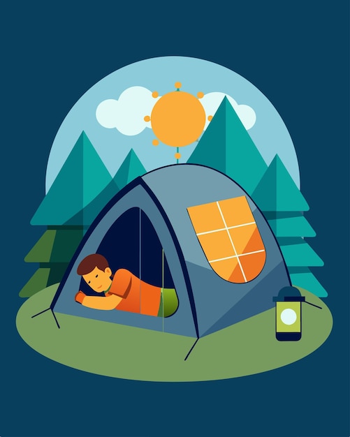 A solo camper sleeping soundly in their tent knowing their solar panelequipped tent will fully