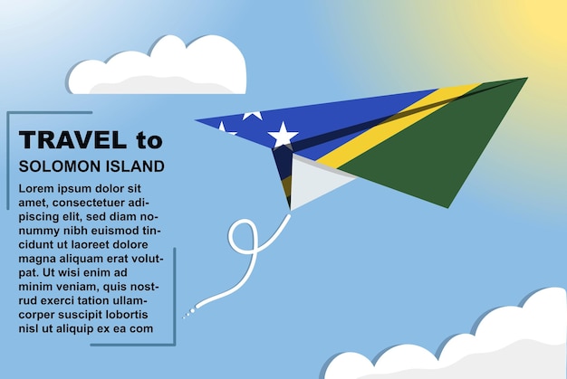 Solomon Island travel vector banner paper flag and text space flag paper plane vacation concept