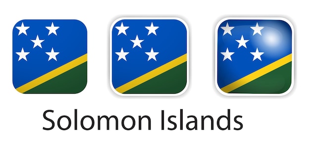 Vector solomon islands flag vector icons set in the shape of rounded square