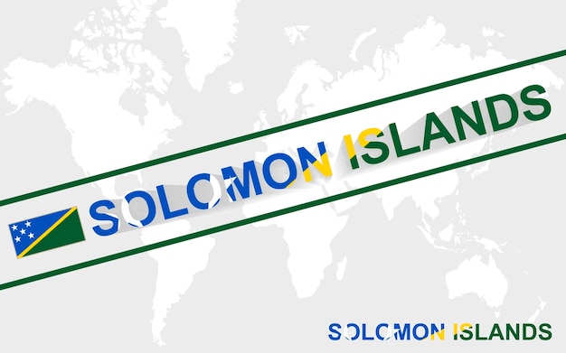 Vector solomon islands map flag and text illustration