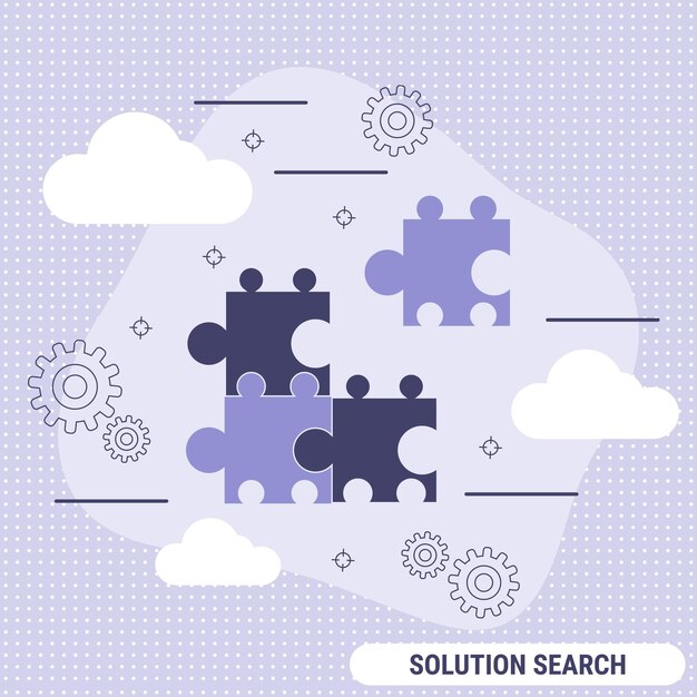 Solution search flat design style vector concept illustration