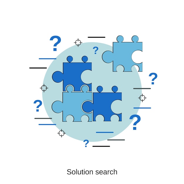 Solution search flat design style vector concept illustration