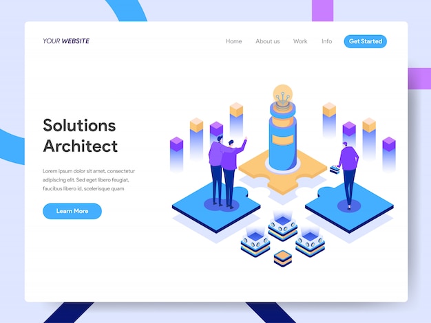 Solutions Architect Isometric Illustration for website page