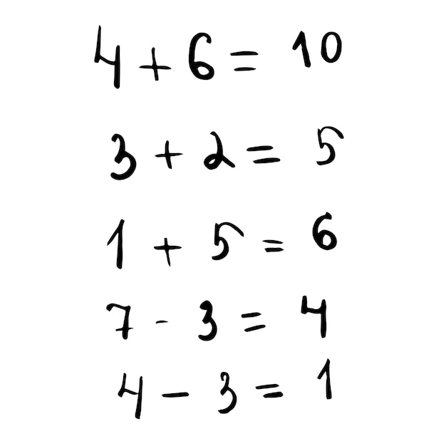 Vector solve examples mathematical examples addition and subtraction school template poster for mathematics vector illustration