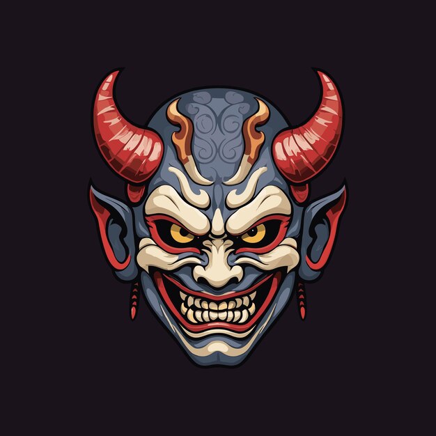 Vector sombre samurai hannya mask vector