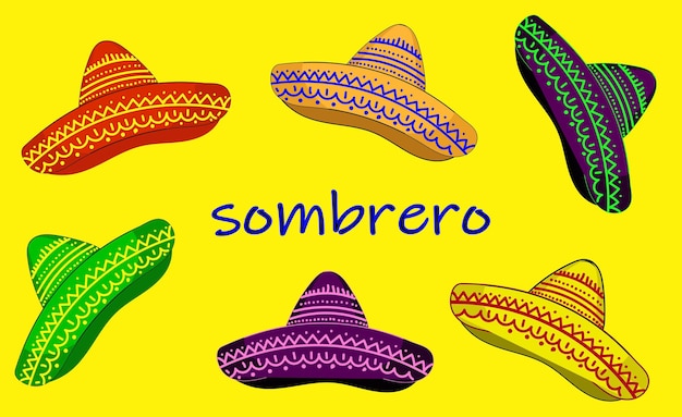 Sombrero Hat Set Vector design Sombreroholiday festive