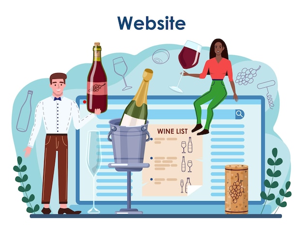 Sommelier online service or platform specialist with a glass full