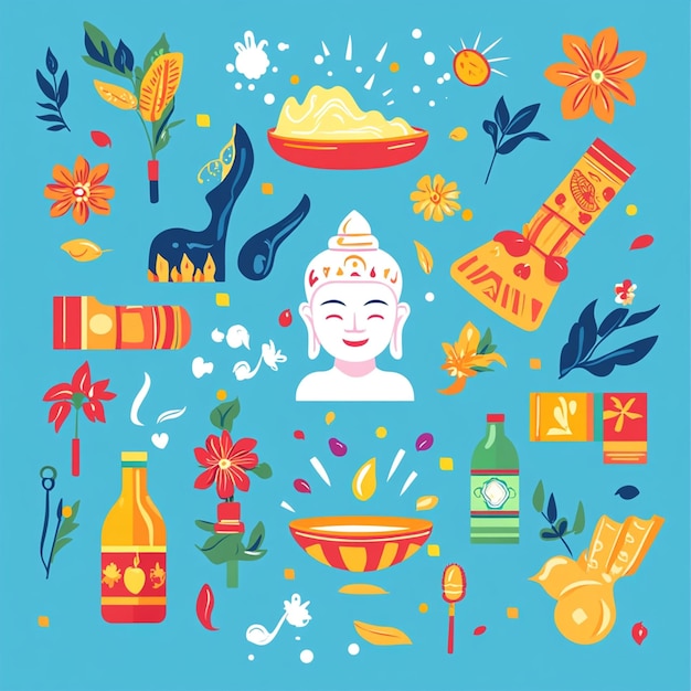 Songkran Festival Design Elements Vector