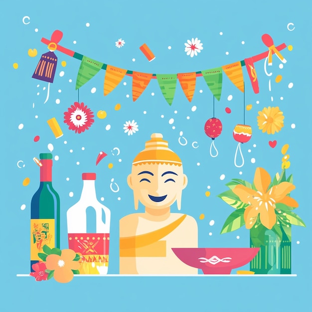 Songkran Festival Design Elements Vector