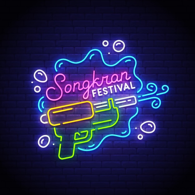 Songkran festival neon sign