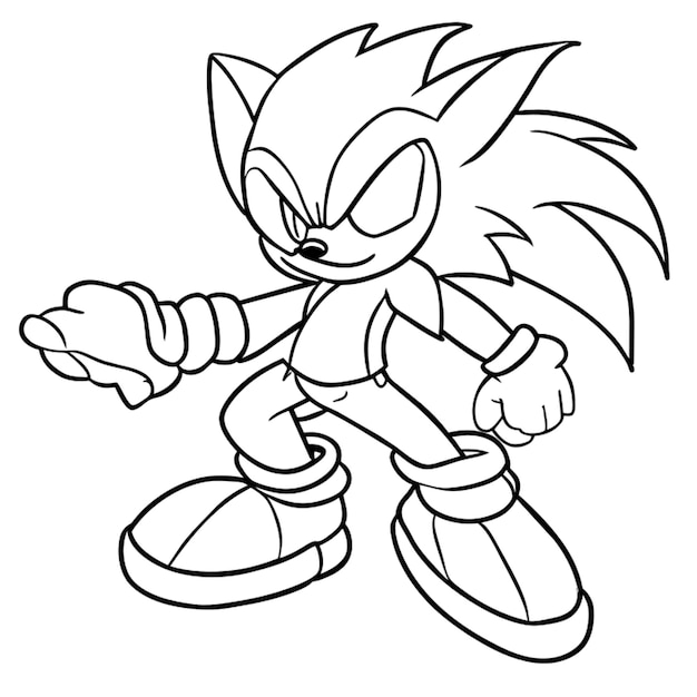 Vector sonic shadow coloring page to print topcoloringpagesnet vector illustration line art