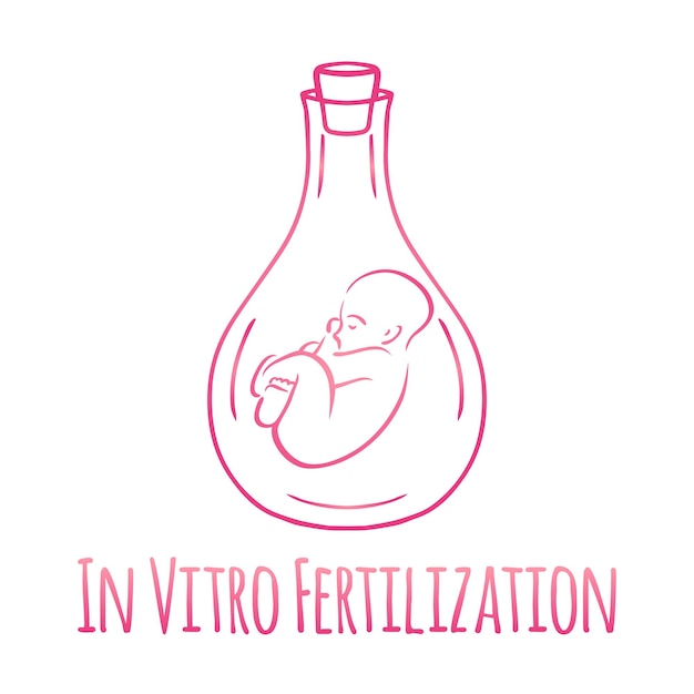 Sontour of test tube with a child on the topic of artificial insemination For logos icons