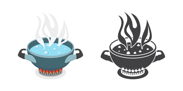 Vector sooking pot icon in flat style saucepan vector illustration on isolated background pan sign business concept