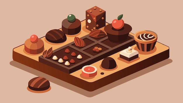 A sophisticated chocolate board featuring a variety of artisanal bars and bonbons perfect for a