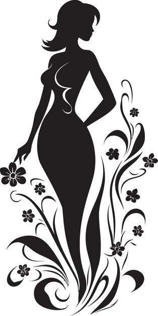 Sophisticated Floral Elegance Handcrafted Emblem Abstract Flora Fusion Black Artistic Body Emblem