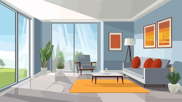 Vector sophisticated modern living room interior design