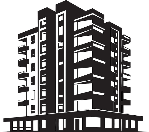 Sophisticated Vector Illustration of a HighEnd Condominium Tower Featuring Elegant Design and Scen