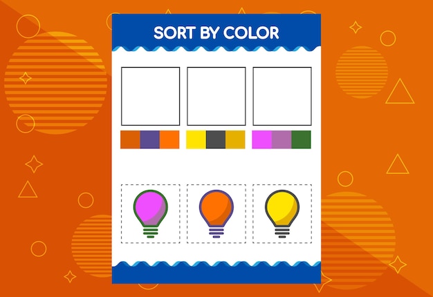 Sort by color worksheet for kids Good for school and kindergarten projects Educational worksheet