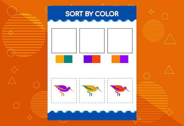 Sort by color worksheet for kids Good for school and kindergarten projects Educational worksheet