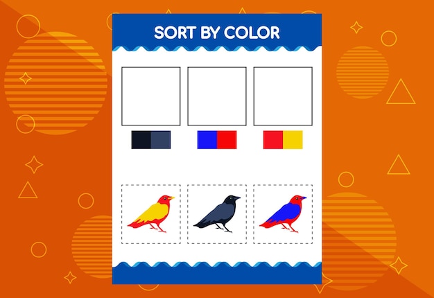 Sort by color worksheet for kids Good for school and kindergarten projects Educational worksheet