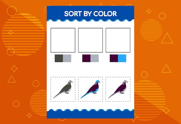 Sort by color worksheet for kids Good for school and kindergarten projects Educational worksheet